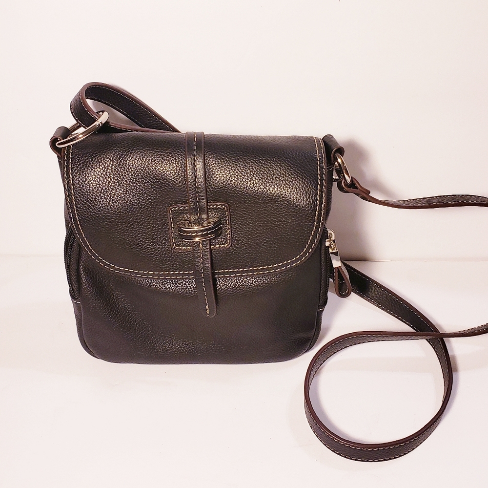 Tignanello Black Leather Crossbody Bag